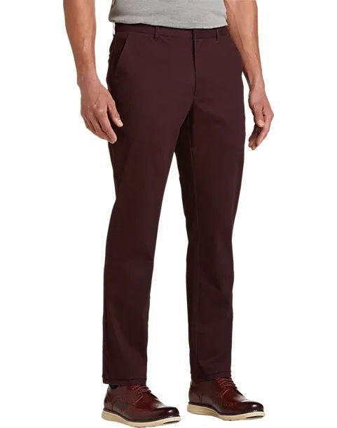 Slim Stretch Satin Side Stripe Tuxedo Pant - Burgundy | Suit Pants | Politix