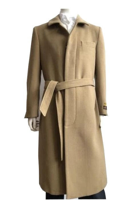 Mens full length sales camel overcoat