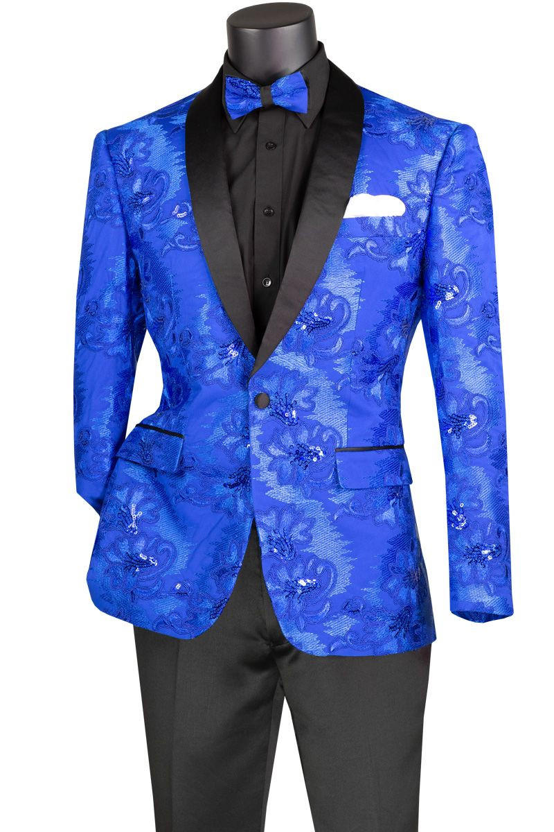 Royal blue store and black jacket