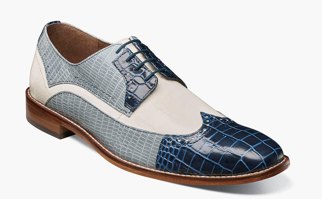 Stacy Adams Modern Wingtip Leather Dress Shoes Blue OS25660-469