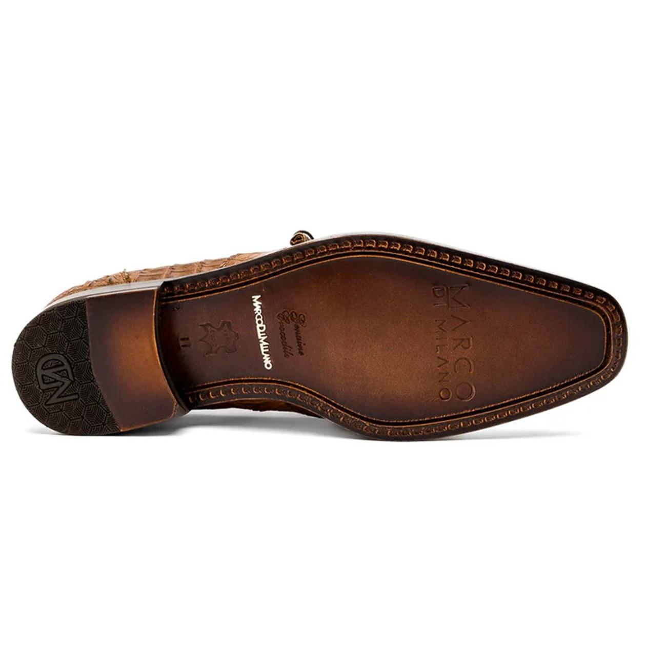 Marco Milano Shoes Men's Tan/Brown Caiman Plain Toe Derby Lacio