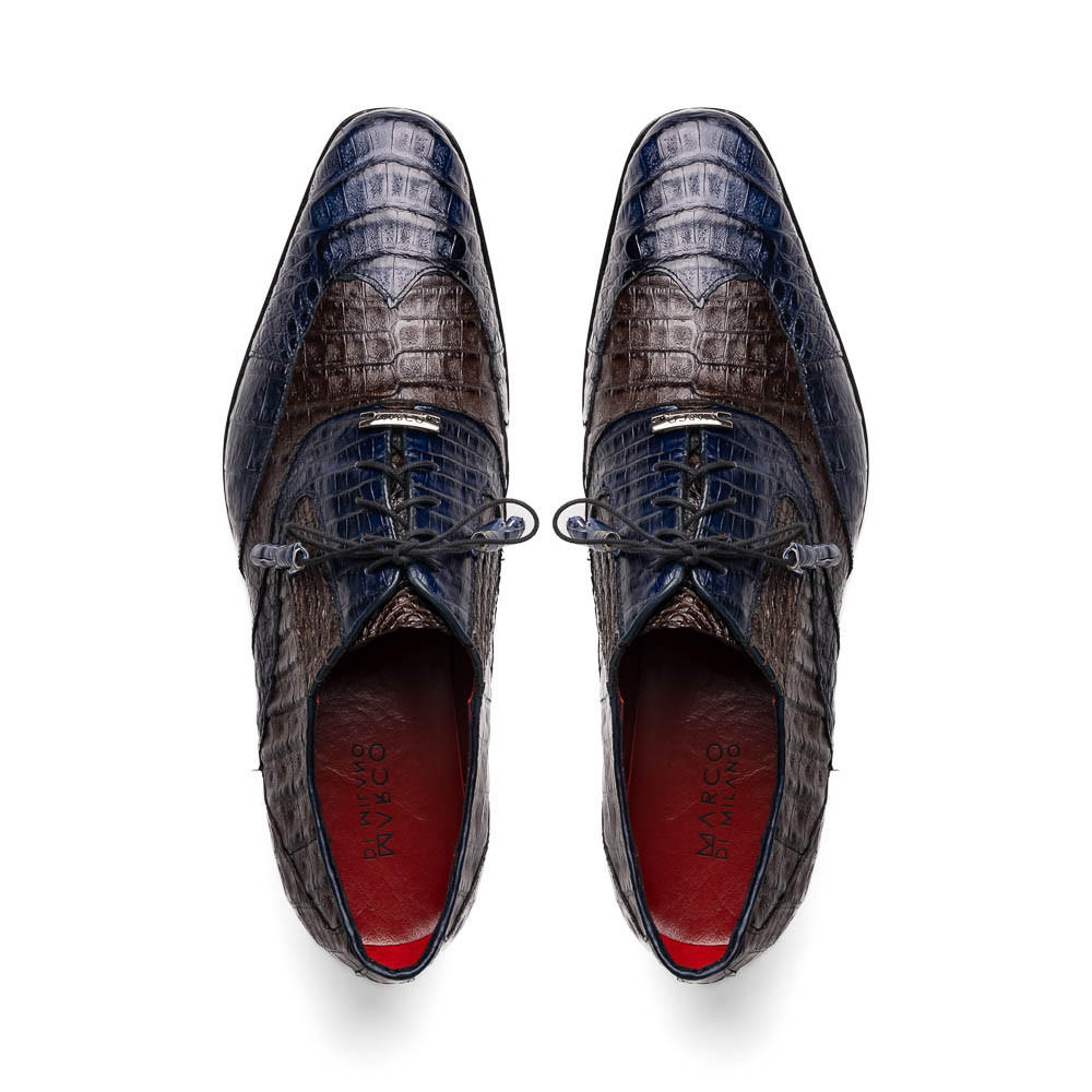 Marco di Milano Shoes Men's Alligator Wingtips Navy Brown Luciano