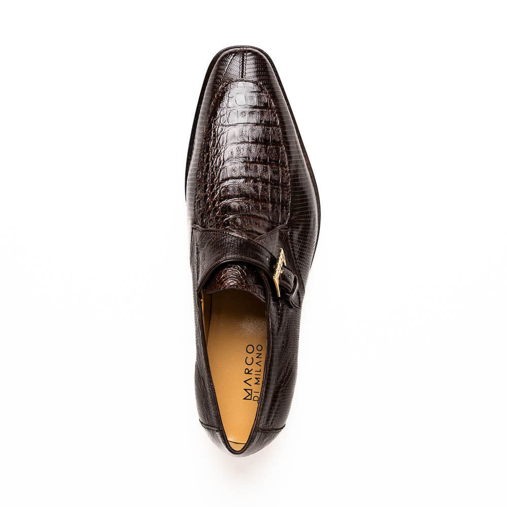 Marco di Milano Dress Shoes Brown Croco Lizard Monkstrap Toluca