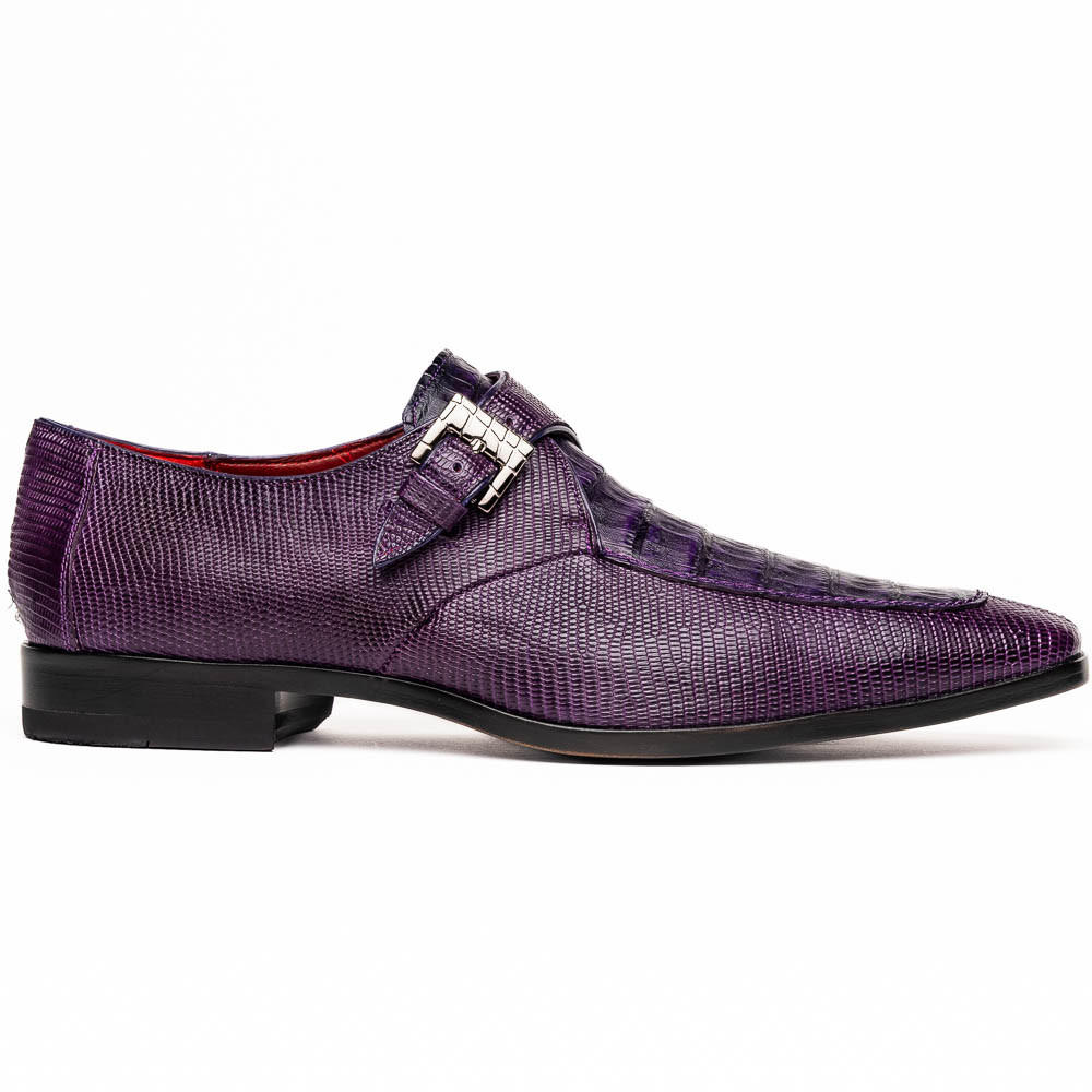Marco di Milano Dress Shoes Purple Croco Lizard Monkstrap Toluca