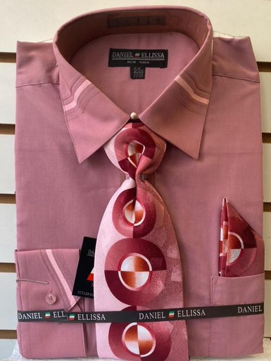 Men's Dusty Rose Dress Shirt & Tie Set - Buy & Save
