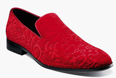Stacy Adams Dress Loafers Mens Red Velvet Tuxedo Shoes 25581-600 display picture 3