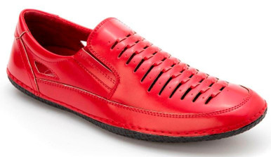 MONTIQUE MEN\'S RED PERFORATED DRIVING SHOE S22. Montique S-22 Mens Driving Shoes - Perforated Casual Loafers main image 4