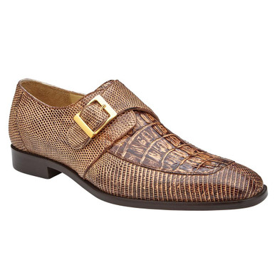 Belvedere Mens Espresso Monk Strap Shoe Crocodile Lizard Pablo display picture 1