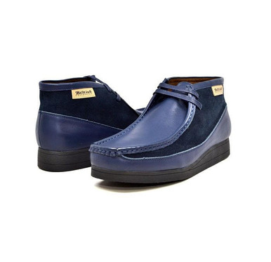 British Walkers Moccasin Toe Navy Leather Suede Newcastle Size 9.5
