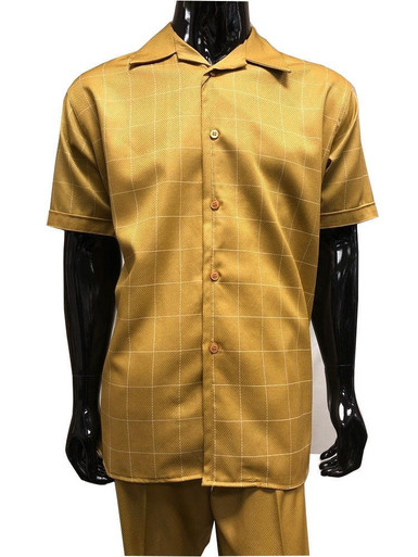 Shop Pronti Mustard Walking Suit - Casual Short Sleeve Set