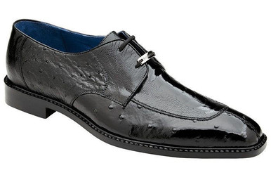 Belvedere Mens Black Ostrich Skin Split Toe Shoes Bolero