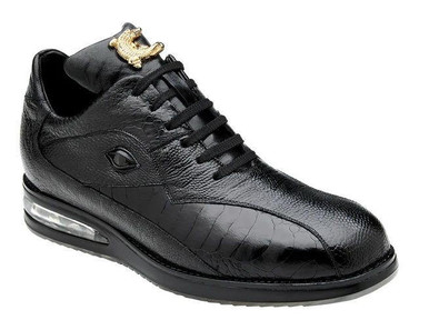 Belvedere Black Ostrich Casual Exotic Sneaker Eyes Lupo