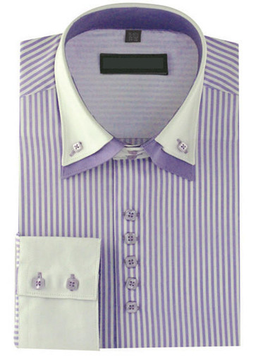 Men's High Collar Club Style Lavender Pattern Shirts main image 0