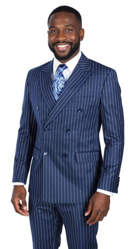 スーツ vintage stripe design double set up suit Men's Black and White Stripe Double Breasted Suit for Sale