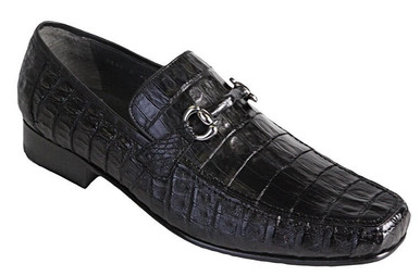 Los Altos Mens Black Gator Loafer Slip On ZV108205