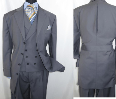 Men Church Suits Grey Slant Vest 4 Button 3 Piece Milano 5263v