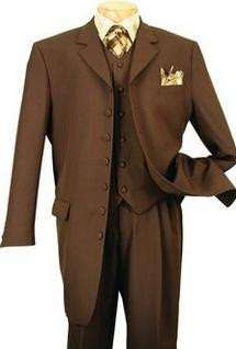 C06143 新品 THE SUIT COMPANY：160cm-8drop Mens Brown 7 Button Suit 3 Pc 7-3PP Size 38R Final Sale
