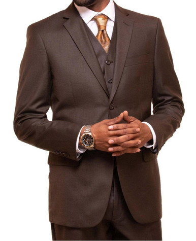 Regular Fit 3 Piece Suit 2 Button (Cognac) V2TR