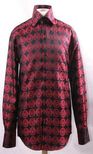 black and red dress shirt mens Red Black Check Mens Slim Fit Designer Dress Shirt