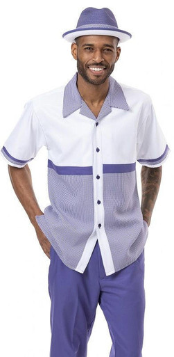 Montique Purple Casual Short Sleeve Men's Summer Walking Suit ...
