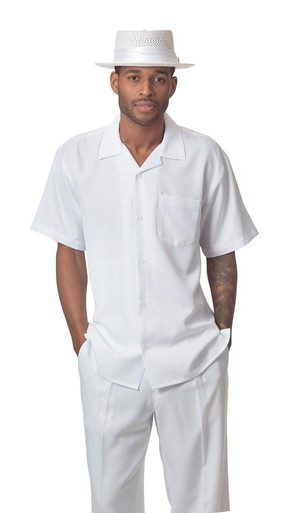 Montique White Short Sleeve Summer Walking Suit Casual Outfit 696