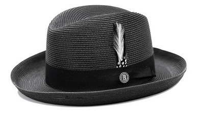 Straw Godfather Hat by Bruno Capelo Black / S