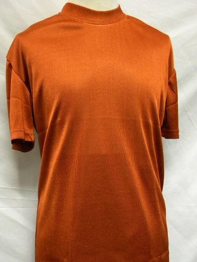 Pronti Shiny Short Sleeve Men's Mock Neck Shirt Rust 1564