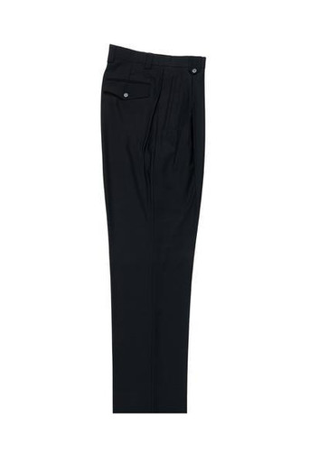 Tiglio Men's Navy Blue Wool Wide Leg Dress Pants Slacks TIG1002