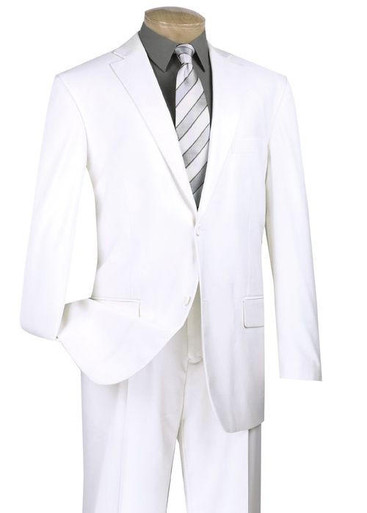 Mens Basic White Suit 2 Button Regular Fit Fortini 702P 2PP