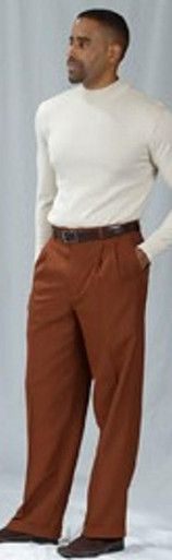 Pacelli Cognac Pleated Baggy Fit Dress Pants 810052