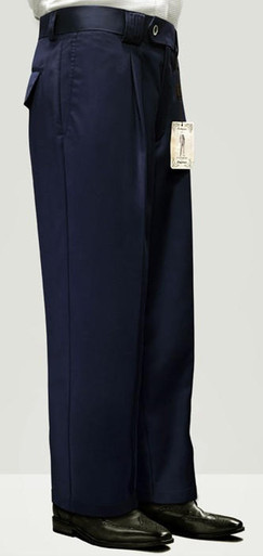Statement Mens Wool Navy Baggy Wide Leg Pants WP-100