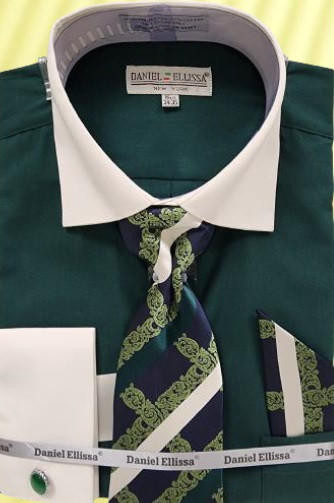 Daniel Ellissa Basic Two Tone French Cuff Set Black White Collar Two Toned Contrast Men's Dress Shirt main image 0