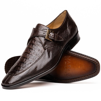 Marco di Milano Dress Shoes Brown Croco Lizard Monkstrap Toluca display picture 1