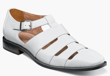 Mens 8 Stacy Adams White Leather Sandals Amazon.com | Stacy Adams mens Calzada Fisherman Sandal  main image 2