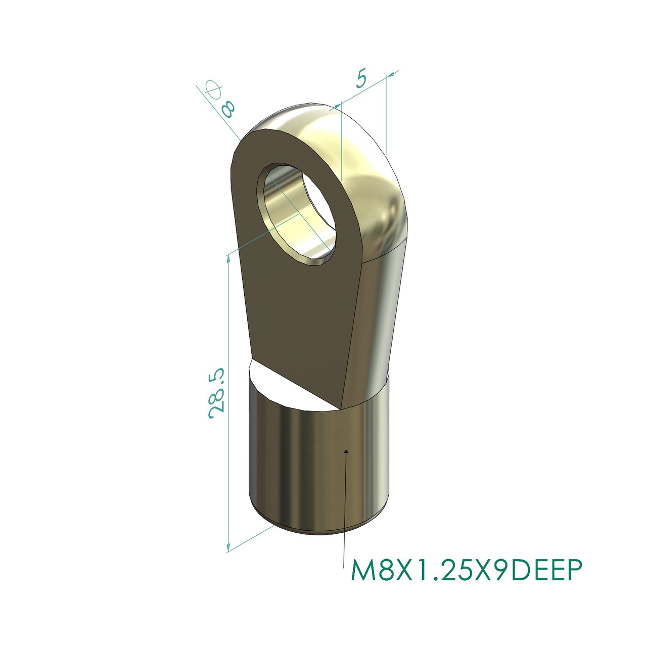 8MM EYE 5MM THICK M8 THREAD IN BASE PRECISION GAS SPRINGS PTY LTD