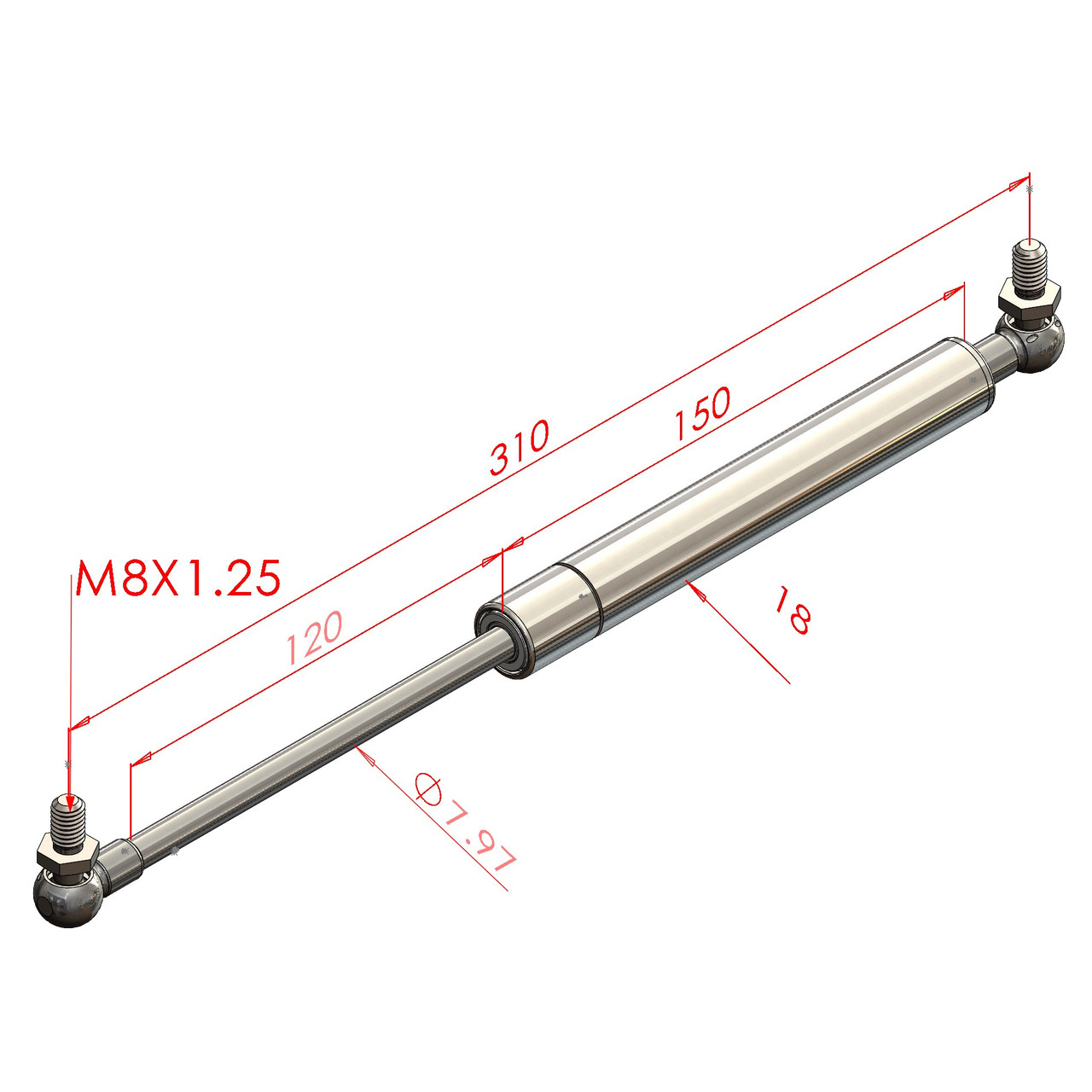 818 STAINLESS GAS STRUT