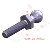 13MM BALL STUD M8X1.25X30L CLEAR PASSIVATE