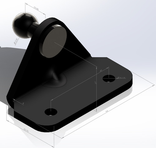 KBI14E13B -13MM BALL 90DEG STEEL 4MM THICK  BLACK PASSIVATE