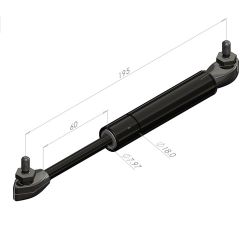 AVM 15753 60MM STROKE 8x18 STEEL GAS STRUT 125#