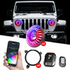 XKGLOW MX-7IN-JP-KIT-JL 7" Headlight XKmax RGBW 19-Pres Kit with Mounting Brackets & App Control 2pc for 19-25 Jeep Wrangler JL & Gladiator JT