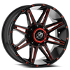 XF Offroad Wheels XF-220 Gloss Black Red Milled 18x9 0mm Offset 5x127 (5x5),5x139.7 (5x5.5) | Fits Jeep Wrangler 07-Present and Jeep Gladiator