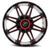 XF Offroad Wheels XF-220 Gloss Black Red Milled 18x9 12mm Offset 5x127 (5x5),5x139.7 (5x5.5) | Fits Jeep Wrangler 07-Present and Jeep Gladiator