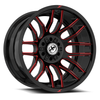 XF Offroad Wheels XF-232 Gloss Black Red Milled 20x9 0mm Offset 5x127 (5x5),5x139.7 (5x5.5) | Fits Jeep Wrangler 07-Present and Jeep Gladiator