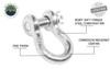 Overland Vehicle Systems 19019905 3/4" 4.75 Ton D-Ring Recovery Shackles in Zinc - Single