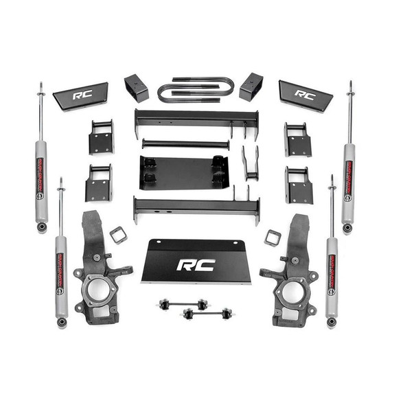 Rough Country 4" Ford Suspension Lift Kit with Lift Blocks and N3 Shocks - 477.20