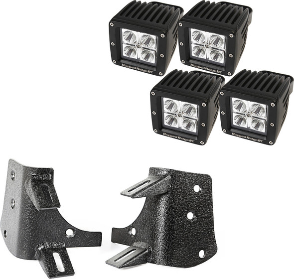 A-Pillar Light Mount Brackets Kit with 3" Square LED Lights for 97-06 Jeep Wrangler TJ & Unlimited |11232.38