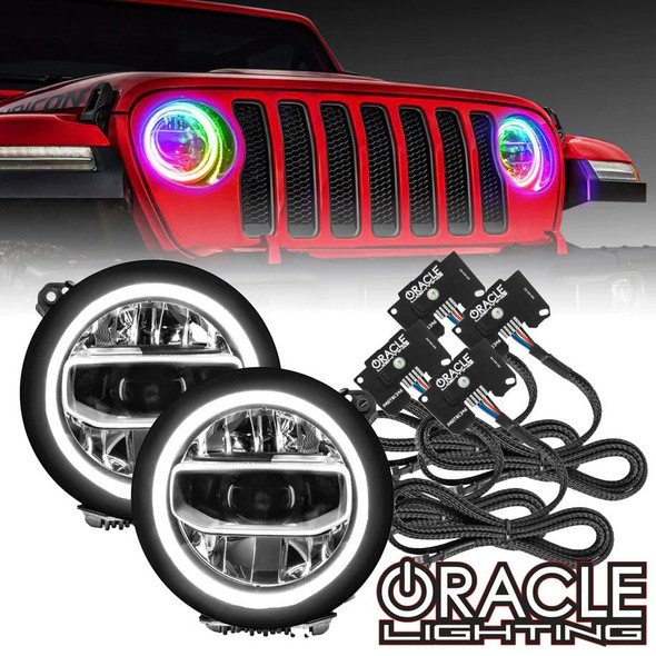 Oracle Lighting ColorSHIFT RGB+W Headlight DRL Upgrade Kit for 18-25 Jeep Wrangler JL