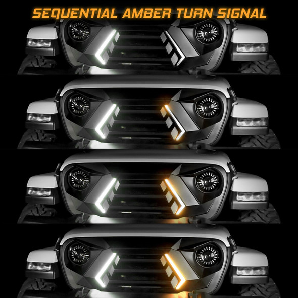 XKGLOW XK-GRILL-JK1 XKchrome LED Grill Kit with DRL Sequential Turn for Jeep Wrangler and Gladiator for 07-18 Jeep Wrangler JK with Single Zone Controller