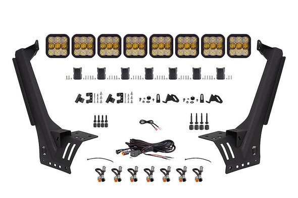 Diode Dynamics DD6822 SS5 Windshield Sport CrossLink Yellow Combo Lightbar Kit for 18-22 Jeep Wrangler JL