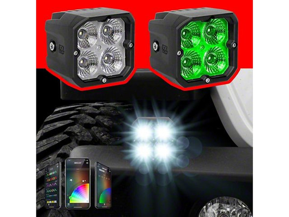 XK Glow App Controlled C3 LED Cube Light Kit with Controller Upgrade; Driving Beam - F150 Light Bar